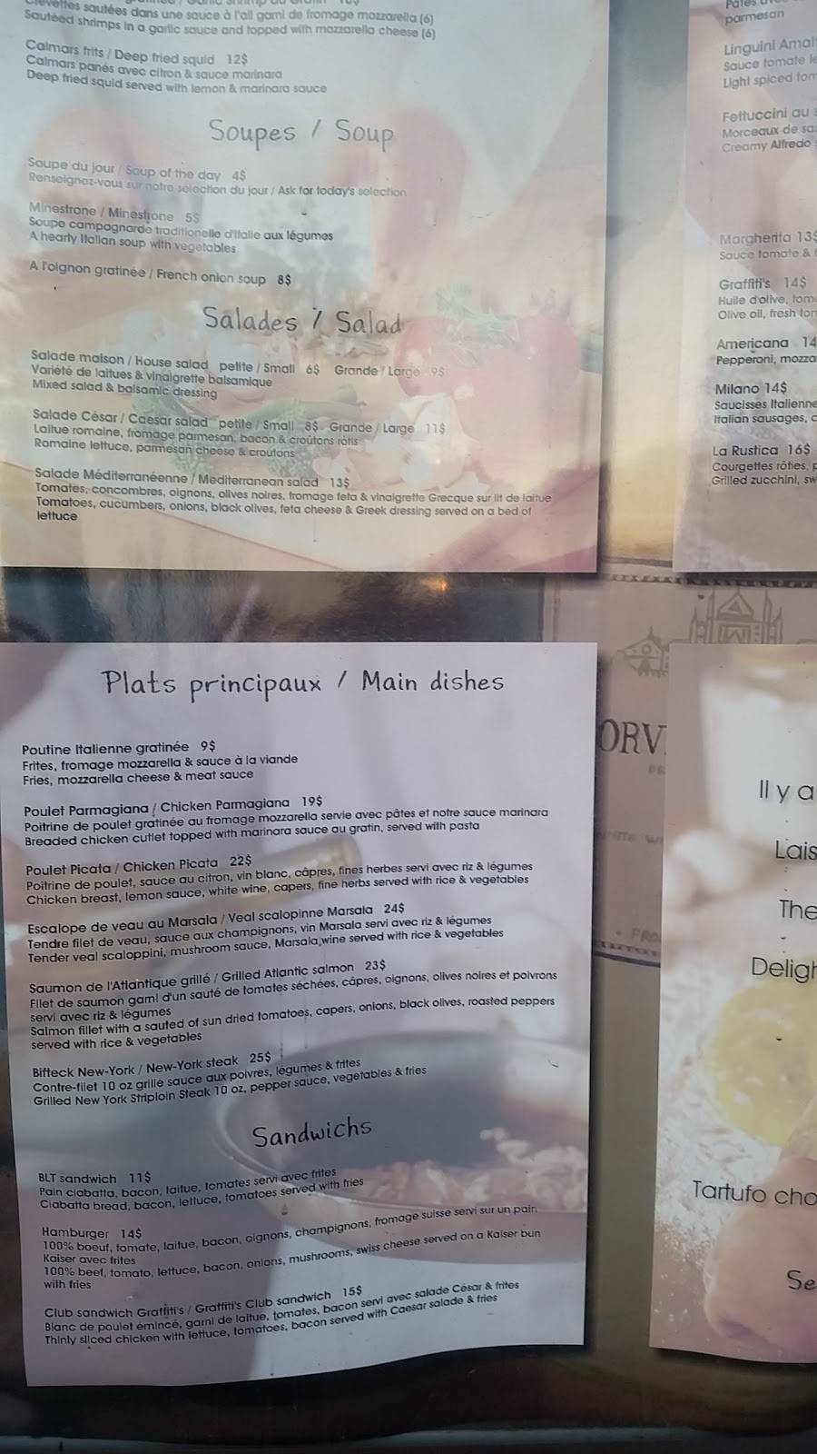 Graffitis Restaurant-Bar | restaurant | 8100 Avenue de Neuville, Anjou, QC H1J 2T2, Canada | 5143533737 OR +1 514-353-3737