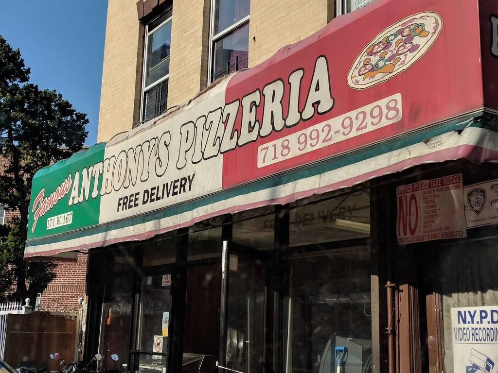 Famous Anthonys Pizzeria | restaurant | 171 W 167th St, Bronx, NY 10452, USA | 7189929298 OR +1 718-992-9298