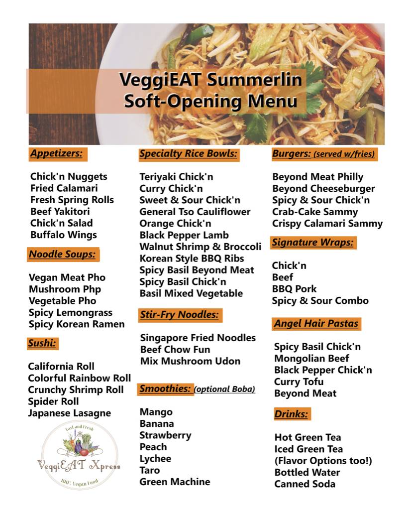 VeggiEAT | restaurant | 1910 Village Center Cir Ste 1, Las Vegas, NV 89134, USA | 7027805659 OR +1 702-780-5659