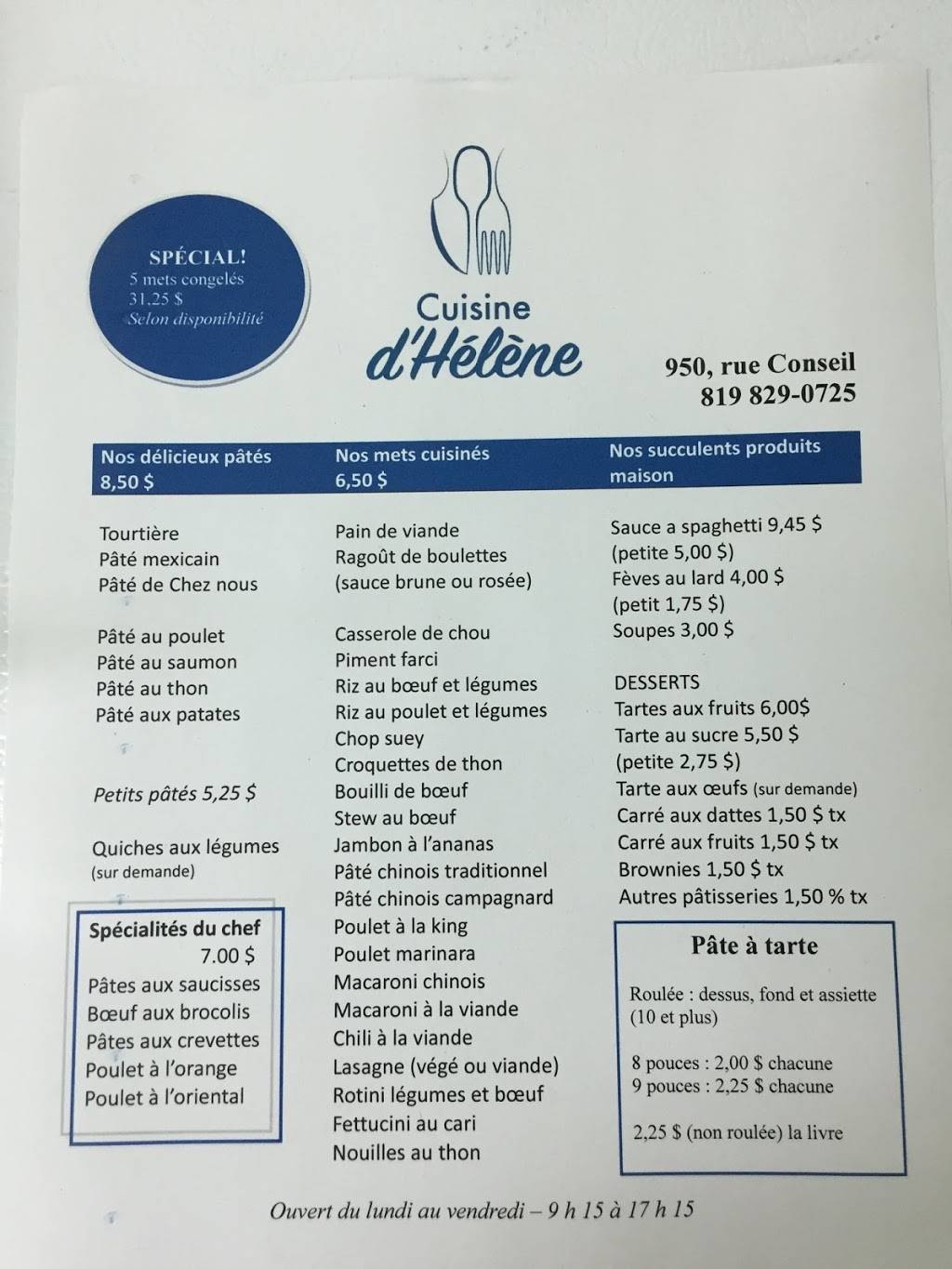 Cuisine DHélène | restaurant | 950 Rue du Conseil, Sherbrooke, QC J1G 1L8, Canada | 8198290725 OR +1 819-829-0725