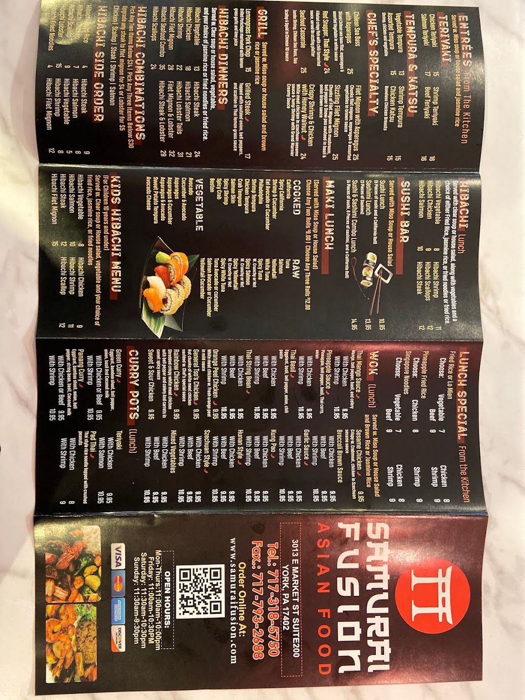 Samurai Fusion | restaurant | 3013 E Market St, East York, PA 17402, USA | 7173185512 OR +1 717-318-5512