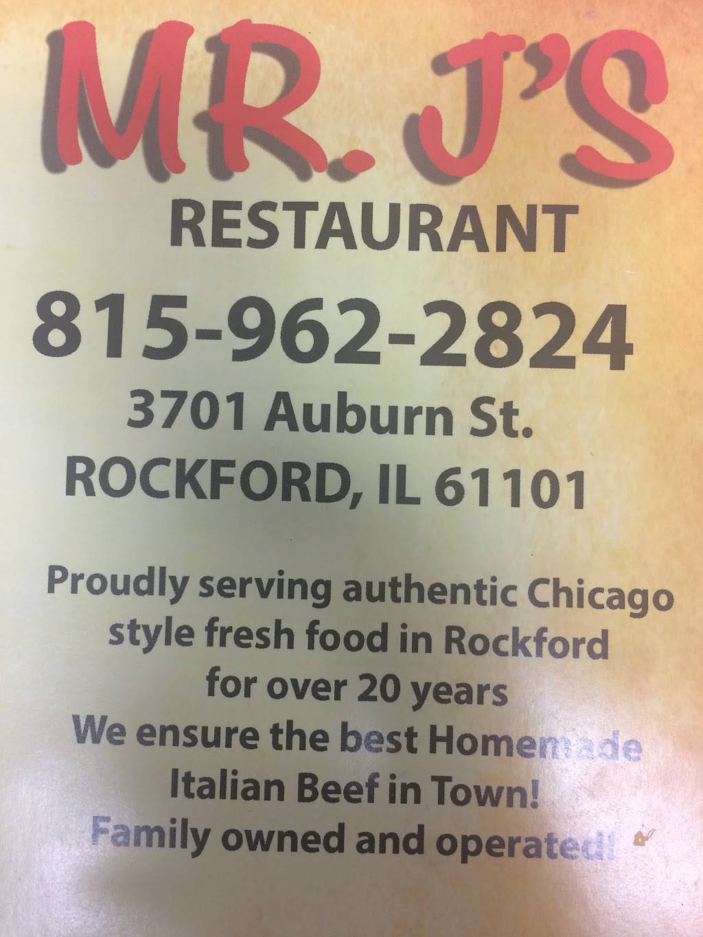 Mr.Js Restaurant & Pizzeria | restaurant | 3701 Auburn St, Rockford, IL 61101, USA | 8159622824 OR +1 815-962-2824