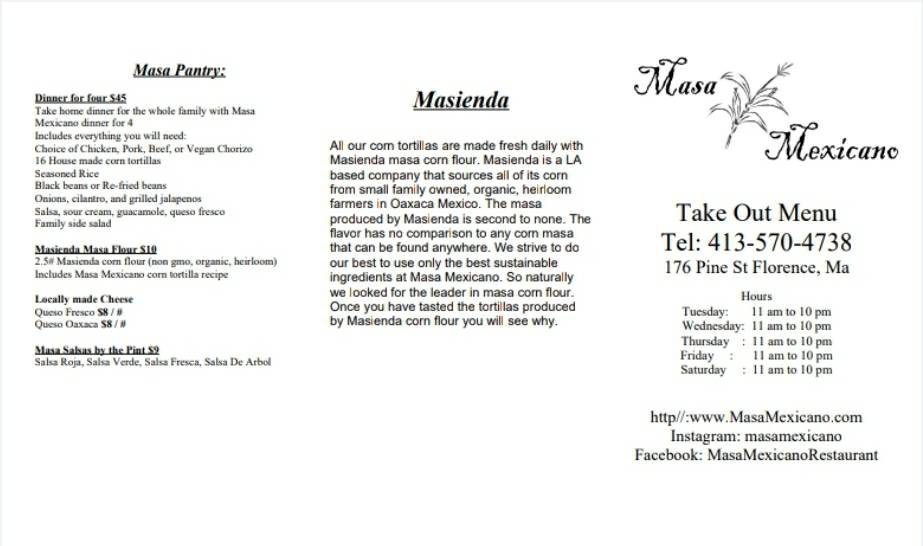 Masa Mexicano | restaurant | 176 Pine St, Florence, MA 01062, USA | 4135704738 OR +1 413-570-4738