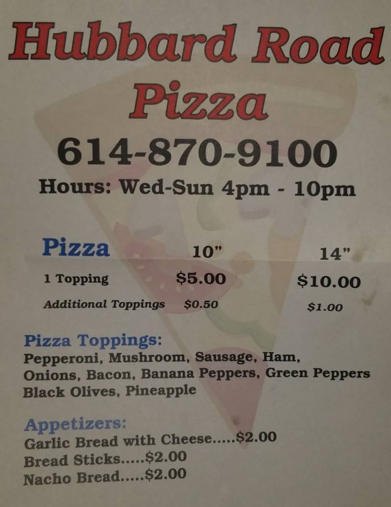 Hubbard Road Pizza | restaurant | 338 Hubbard Rd, Galloway, OH 43119, USA | 6148709100 OR +1 614-870-9100