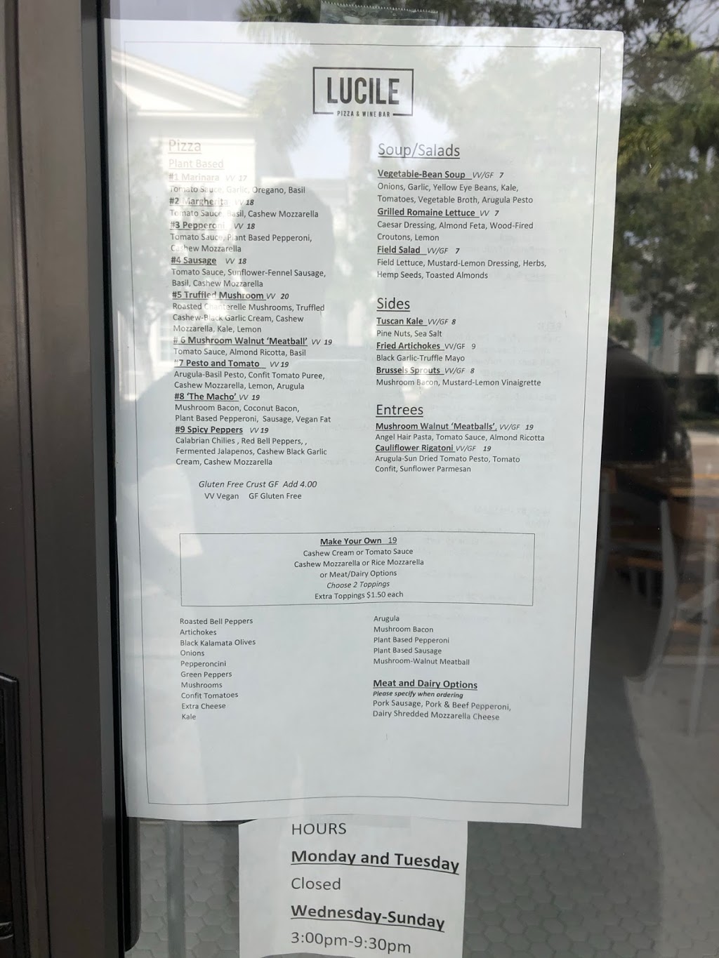 Lucile Pizza & Wine Bar | restaurant | 1660 Main St, Sarasota, FL 34236, USA | 9413300101 OR +1 941-330-0101