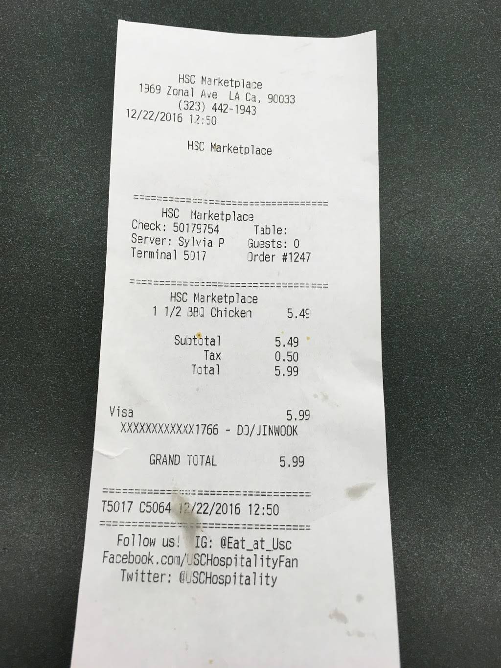 HSC Marketplace | restaurant | Seaver Residence Hall, 1969 Zonal Ave, Los Angeles, CA 90089, USA | 3234421943 OR +1 323-442-1943