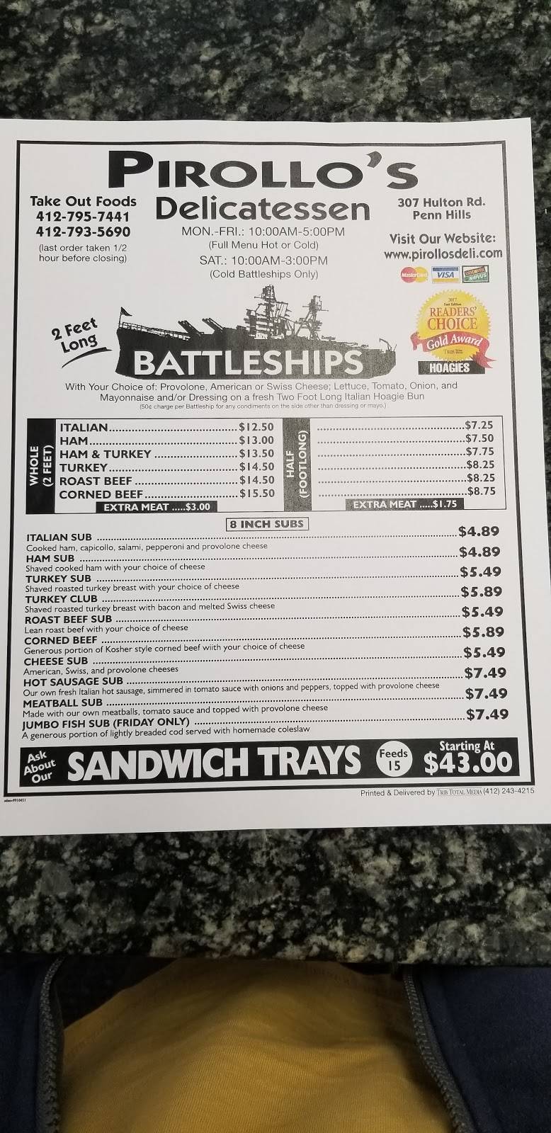 Pirollos Delicatessen | meal takeaway | 307 Hulton Rd, Verona, PA 15147, USA | 4127935690 OR +1 412-793-5690