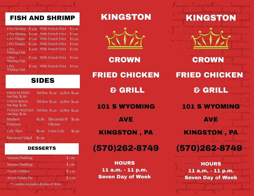 Crown Fried Chicken & Gril inside Sunoco | restaurant | 101 S Wyoming Ave, Kingston, PA 18704, USA | 5702628749 OR +1 570-262-8749