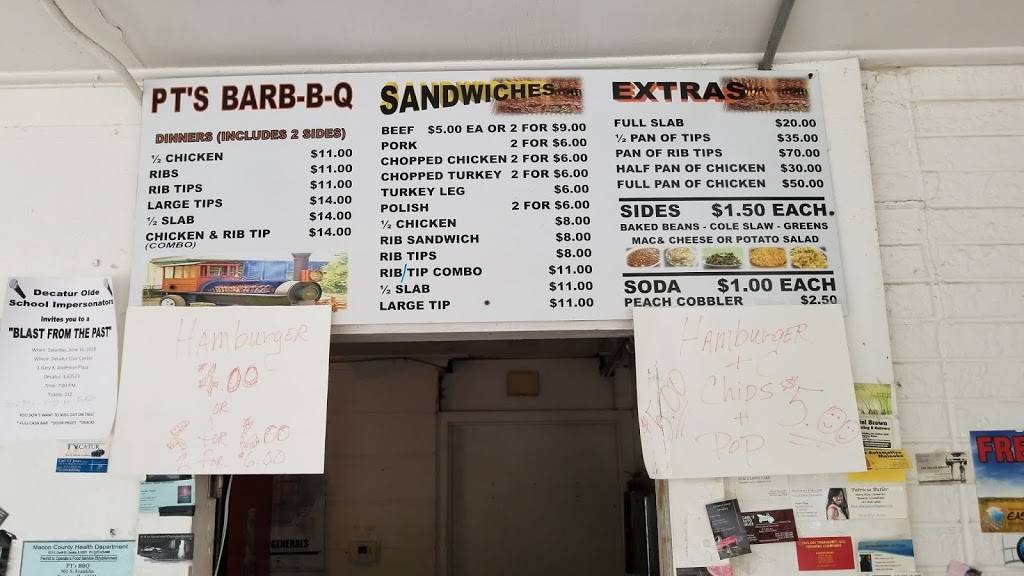 PTs BBQ | restaurant | 243 E Decatur St, Decatur, IL 62521, USA | 2176201013 OR +1 217-620-1013