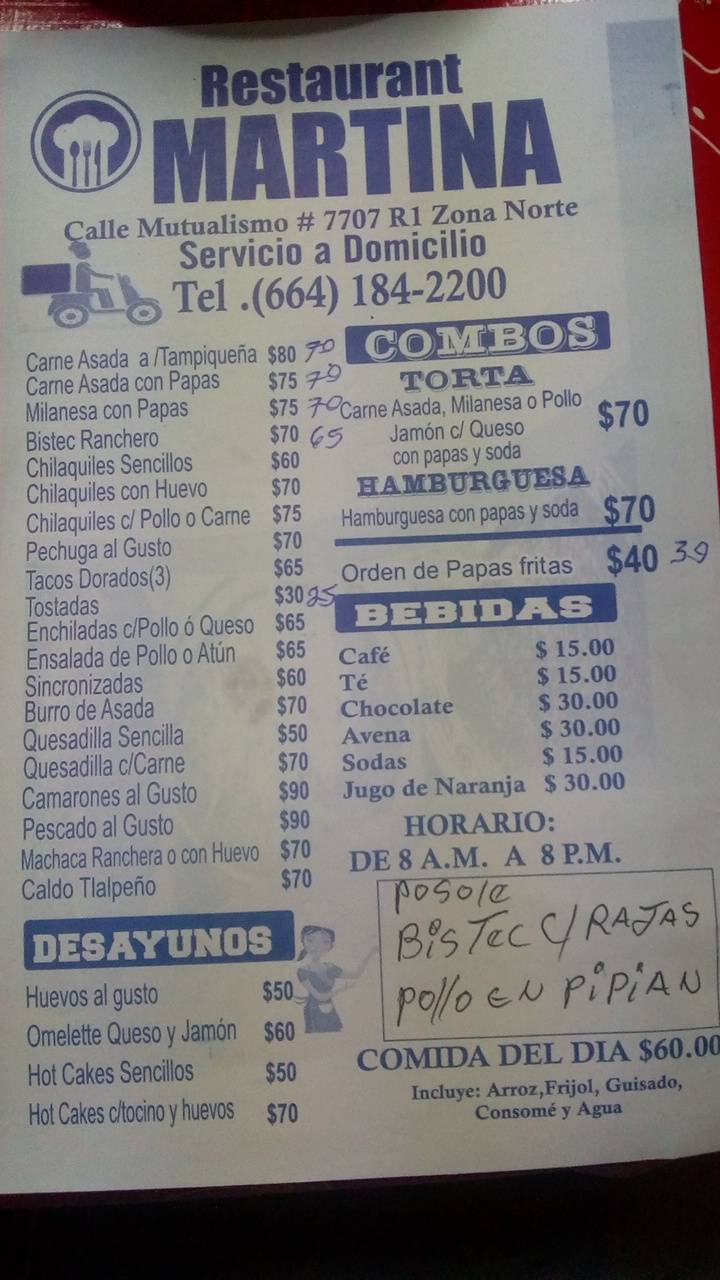 Restaurante MARTINA | restaurant | Mutualismo 7707 R, Zona Nte., 22000 Tijuana, B.C., Mexico | 016641842200 OR +52 664 184 2200