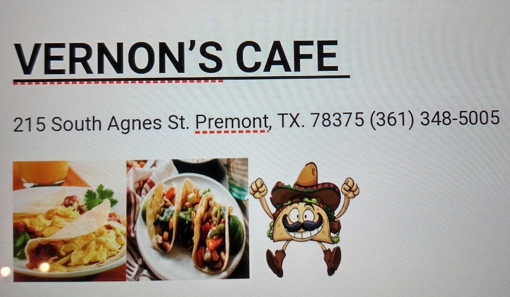 Vernons Cafe | restaurant | 215 S Agnes St, Premont, TX 78375, USA | 3613485005 OR +1 361-348-5005