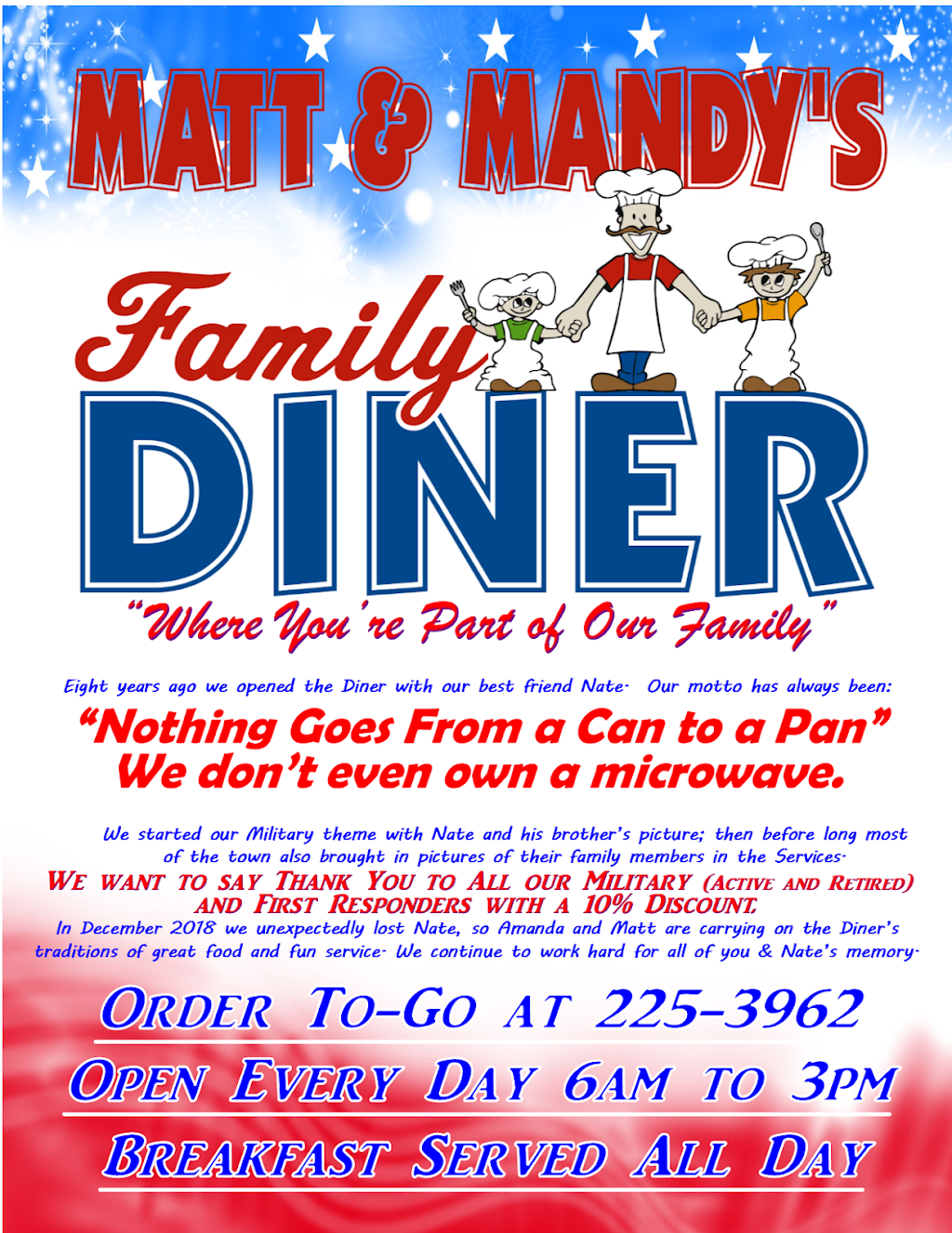 Matt and Mandys Family Diner | restaurant | 1447 N Goerig St, Woodland, WA 98674, USA | 3602253962 OR +1 360-225-3962
