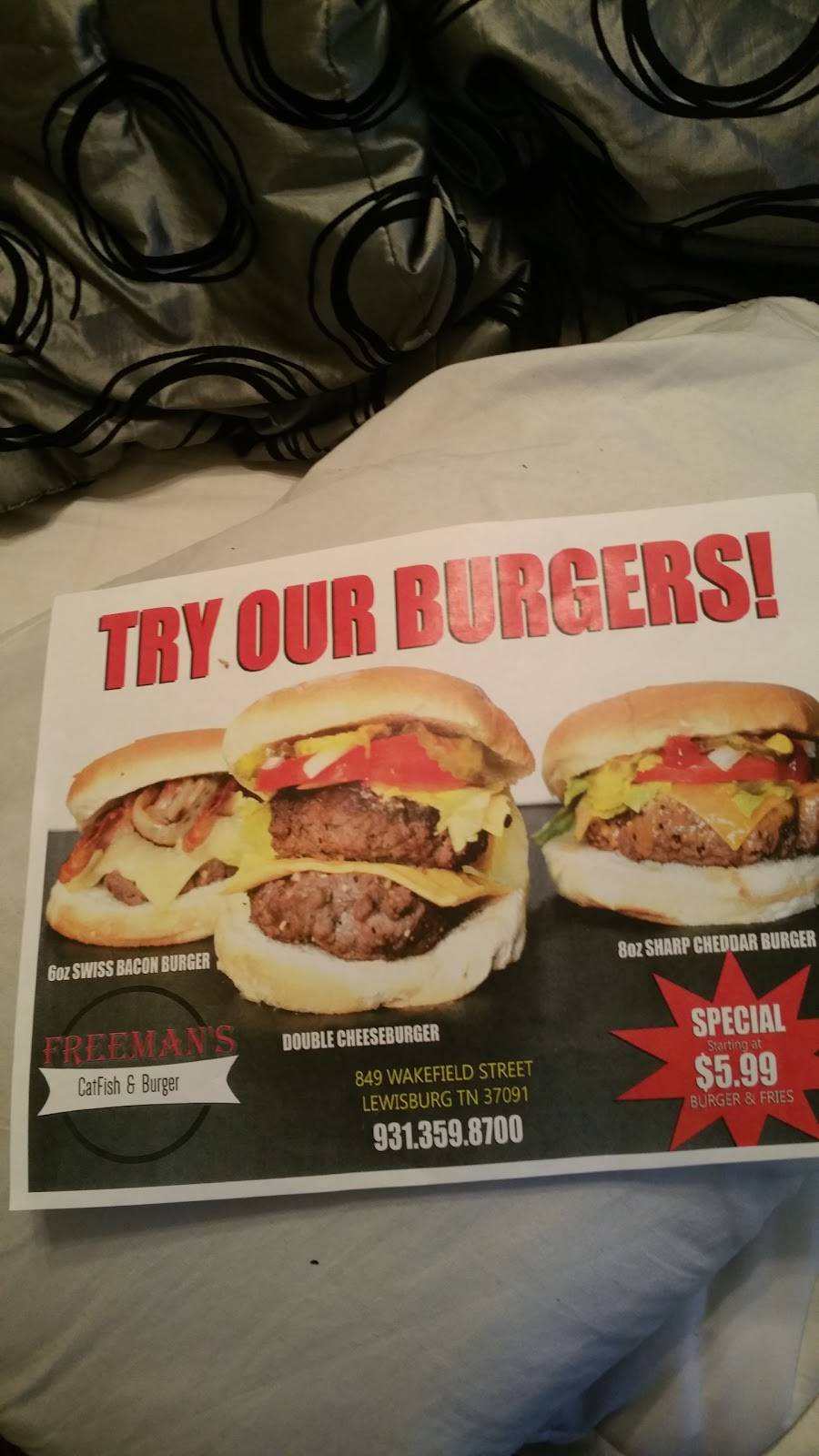 Freeman Fish & Burgers | restaurant | 849 Wakefield St #2442, Lewisburg, TN 37091, USA | 9313598700 OR +1 931-359-8700