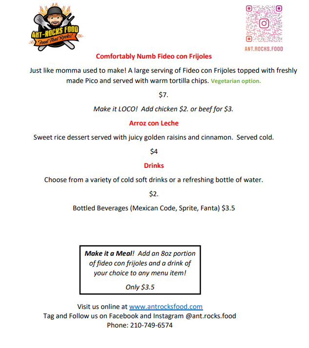 Ant-Rocks Food | restaurant | 2203 S East Loop 410, San Antonio, TX 78220, USA | 2107496574 OR +1 210-749-6574