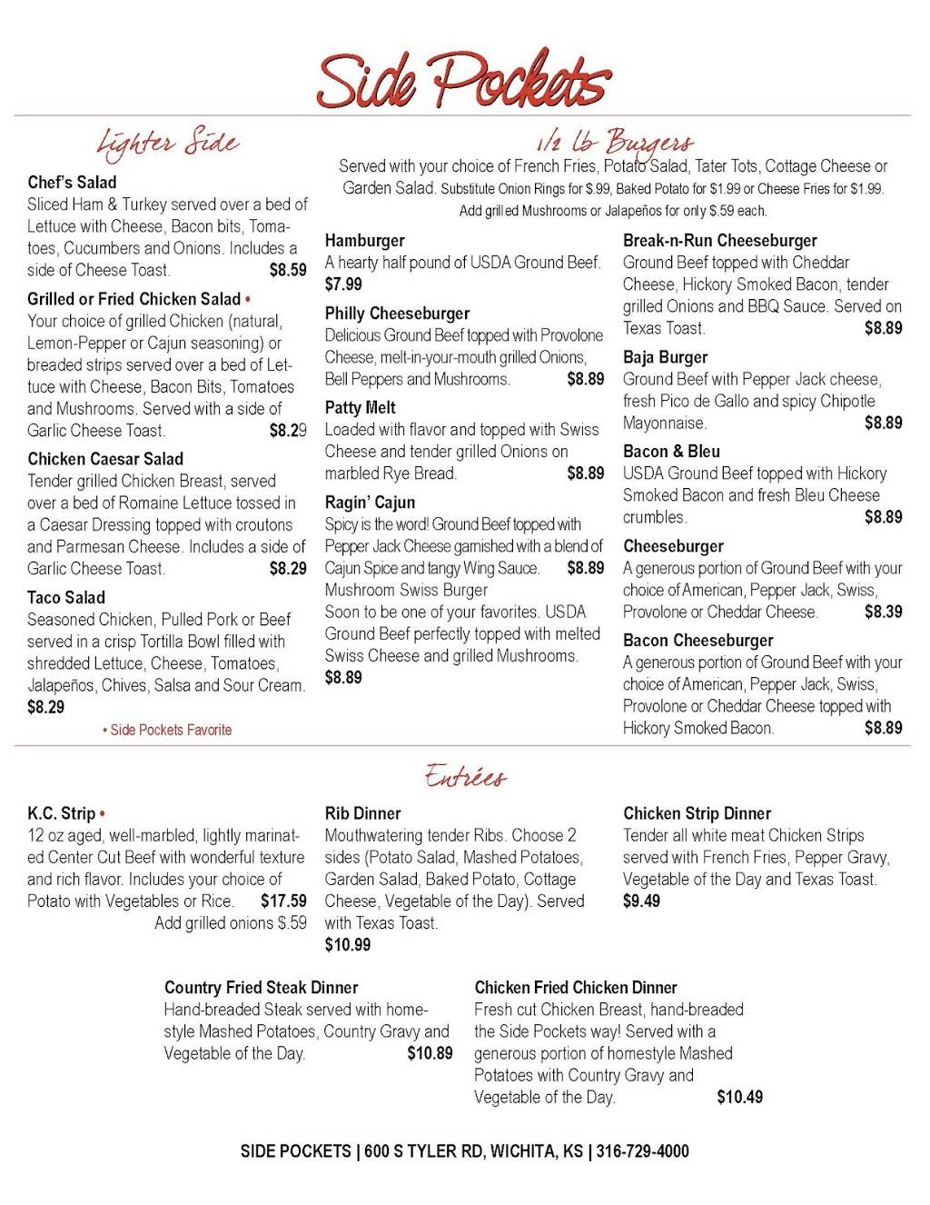 Side Pockets Wichita | restaurant | 600 S Tyler Rd #222, Wichita, KS 67209, USA | 3167294000 OR +1 316-729-4000