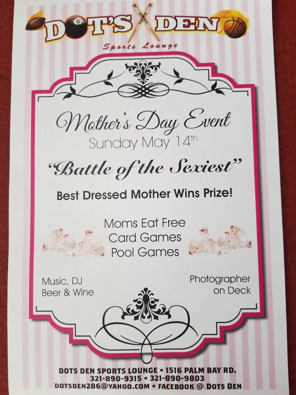 Dots Den Sports Lounge | restaurant | 1516 Palm Bay Rd NE, Palm Bay, FL 32905, USA | 3218909803 OR +1 321-890-9803