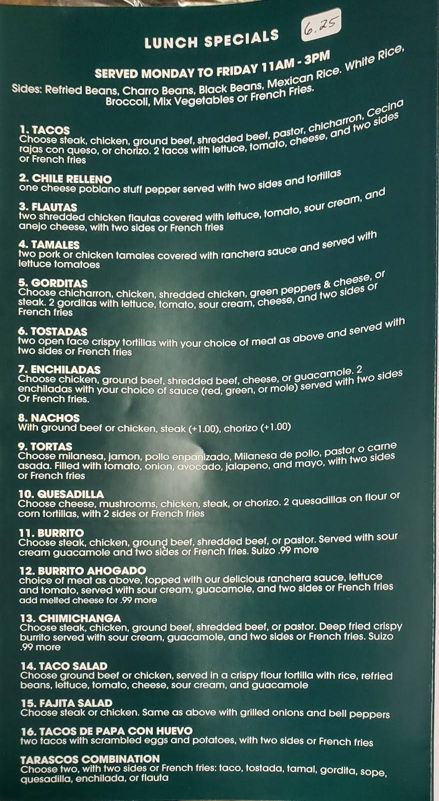 Restaurant Tarascos | restaurant | 6257 Hohman Ave, Hammond, IN 46324, USA | 2198520282 OR +1 219-852-0282