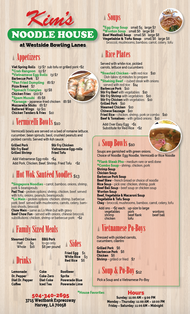 Kims Noodle House | restaurant | 3715 Westbank Expy, Harvey, LA 70058, USA | 5046032945 OR +1 504-603-2945