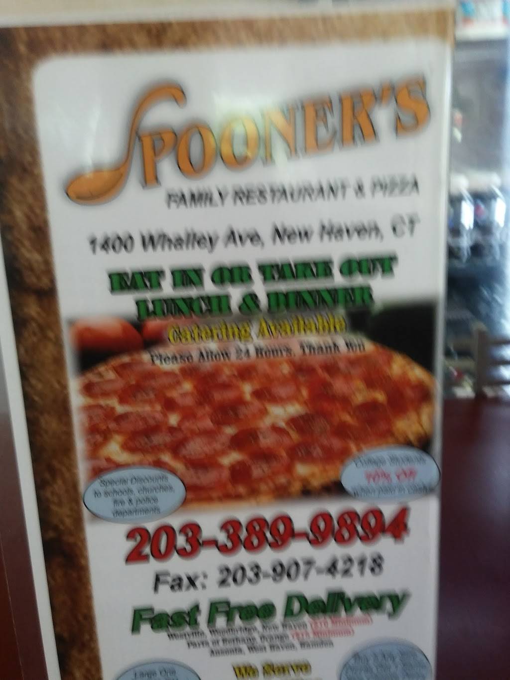Spooners Restaurant & Pizza | meal takeaway | 1131, 1400 Whalley Ave, New Haven, CT 06515, USA | 2033899894 OR +1 203-389-9894