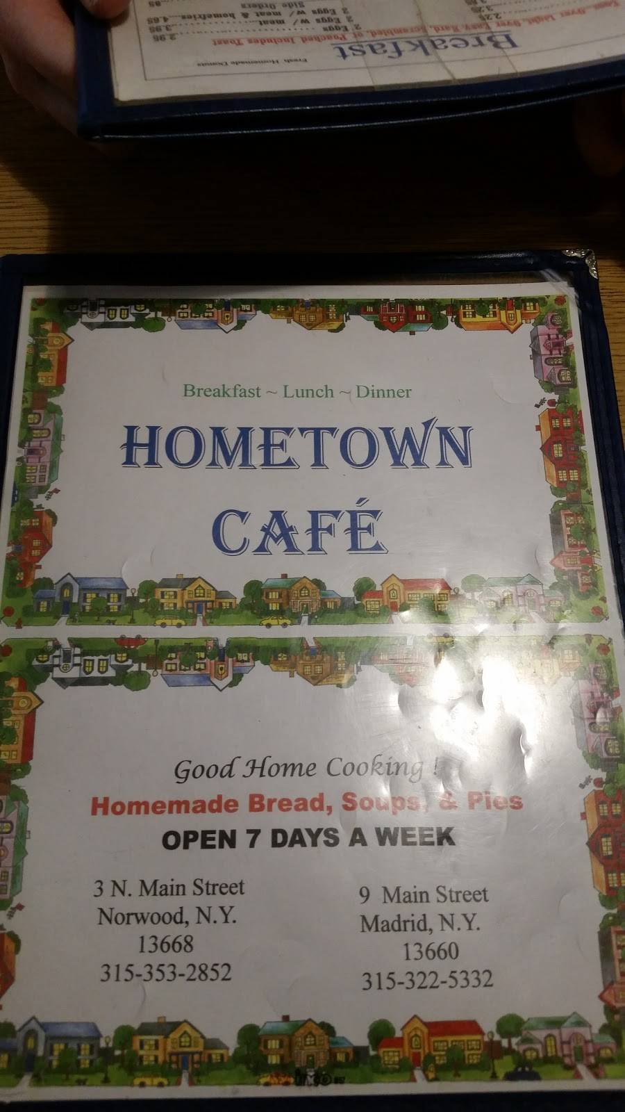 Hometown Cafe | restaurant | 3746 County Rd 14, Madrid, NY 13660, USA | 3153225332 OR +1 315-322-5332