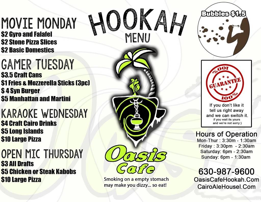 Oasis Cafe - Hookah, Events and Local brews | cafe | 2009 Franciscan Way, West Chicago, IL 60185, USA | 6308769600 OR +1 630-876-9600