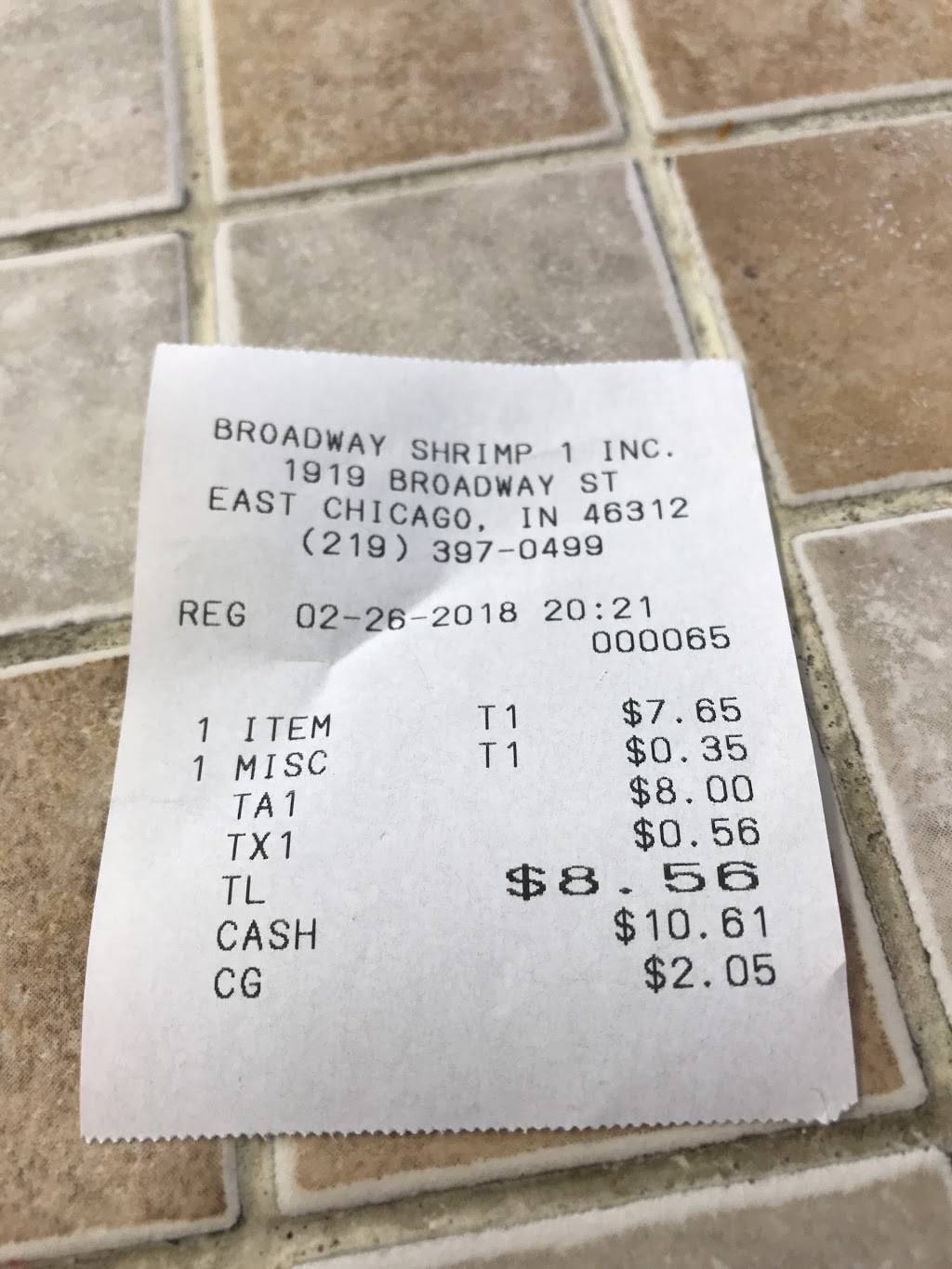 BROADWAY SHRIMP | restaurant | East Chicago, IN 46312, USA | 2193970499 OR +1 219-397-0499