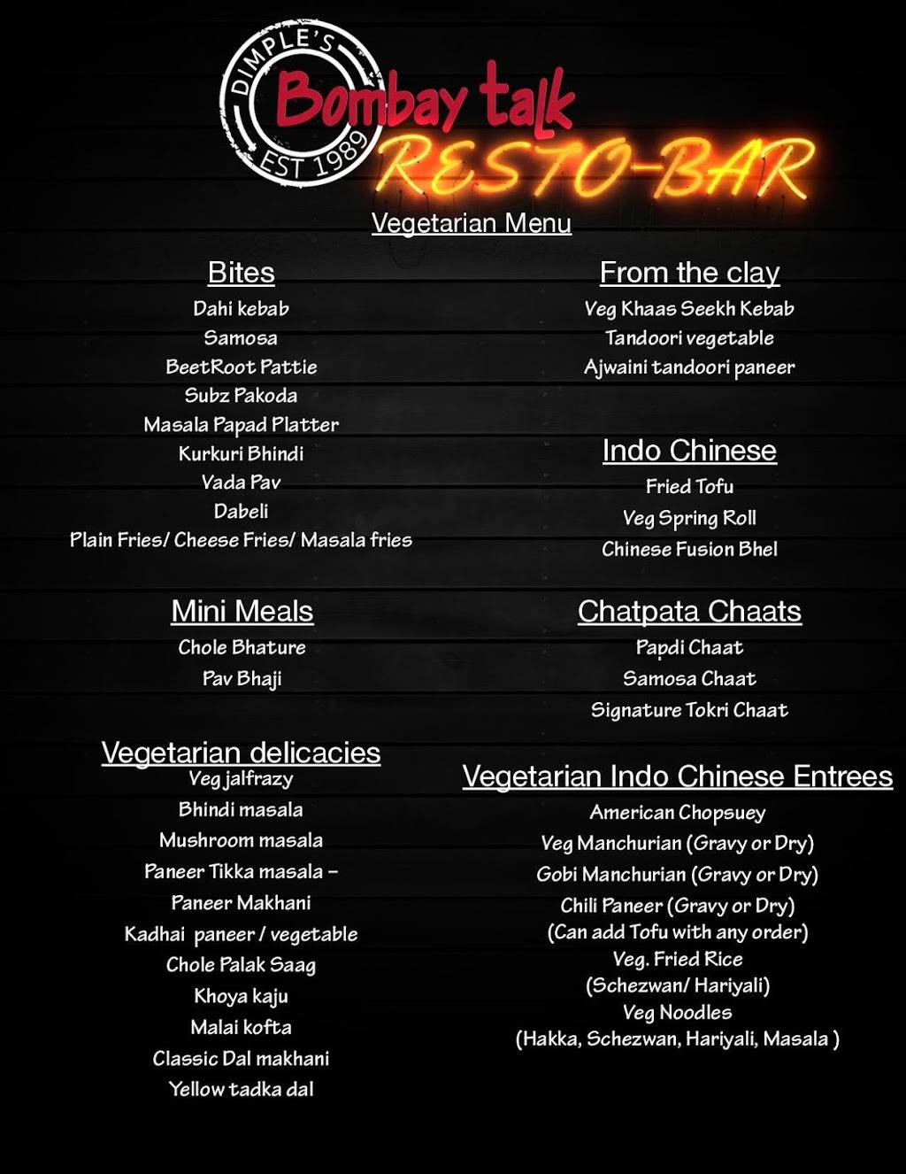 Dimples Bombay Talk RestoBar | restaurant | 42 Marconi Ave, Iselin, NJ 08830, USA | 7329020059 OR +1 732-902-0059