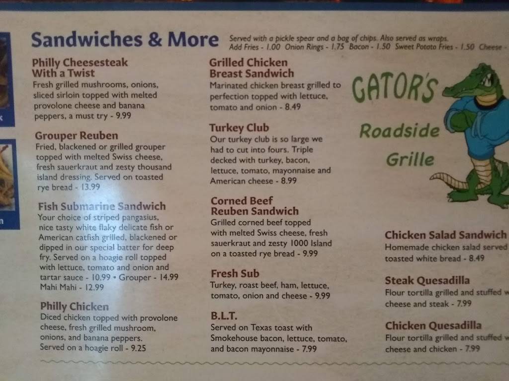 Gators Roadside Grill | restaurant | 1301 Canal St, New Smyrna Beach, FL 32168, USA | 3864104084 OR +1 386-410-4084