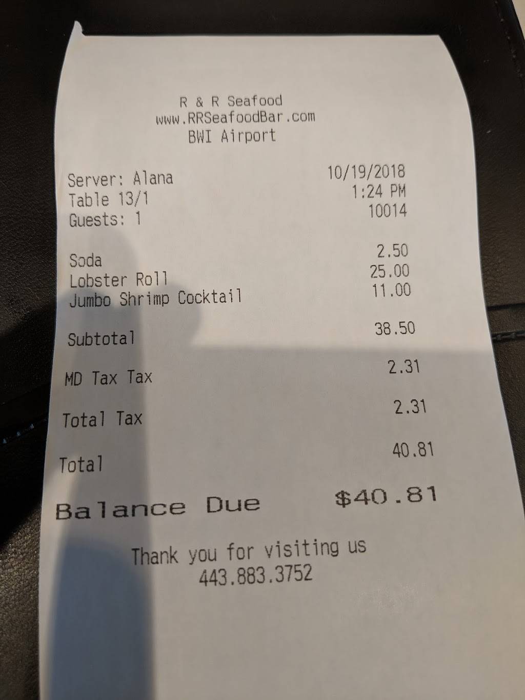 R&R Seafood Bar | restaurant | BWI International Airport, 7160 Aviation Blvd, Baltimore, MD 21240, USA | 4438833752 OR +1 443-883-3752