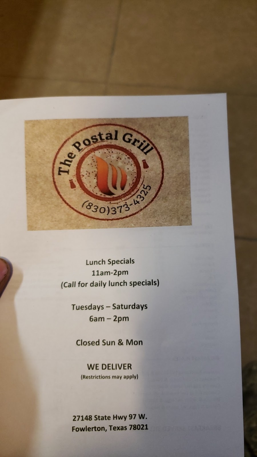 The Postal Grill | restaurant | 27148 TX-97, Fowlerton, TX 78021, USA | 8303734325 OR +1 830-373-4325