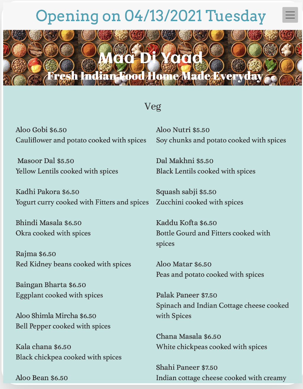 Maa Di Yaad | restaurant | 4093 W Cortland Ave, Fresno, CA 93722, USA | 5593655351 OR +1 559-365-5351