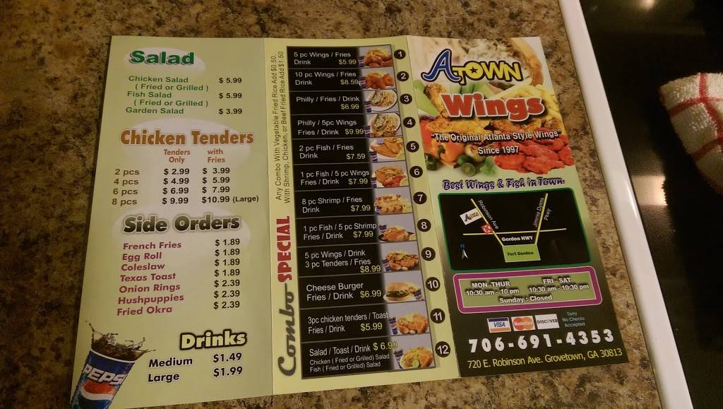 A Town Wings | restaurant | 720 E Robinson Ave, Grovetown, GA 30813, USA | 7066914353 OR +1 706-691-4353