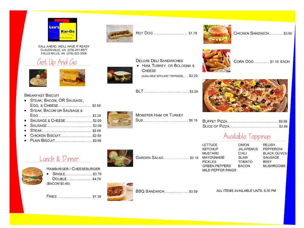 Lees Kar-Go | restaurant | 3401 Falls Mills Rd, Falls Mills, VA 24613, USA | 2763223008 OR +1 276-322-3008