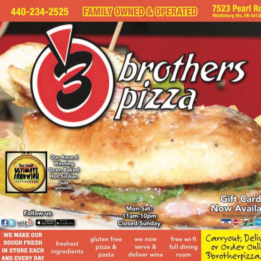 3 Brothers Pizza | restaurant | 7523 Pearl Rd, Middleburg Heights, OH 44130, USA | 4402342525 OR +1 440-234-2525