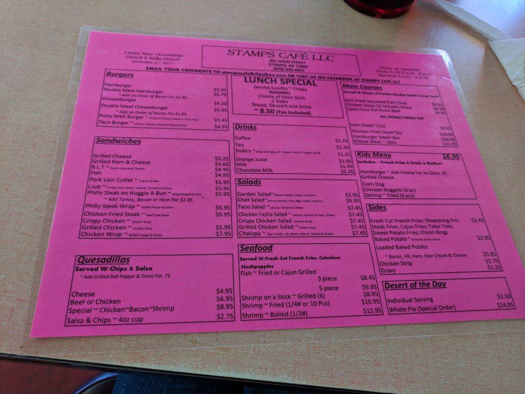 Stamps Cafe | restaurant | 201 Main St, Stamps, AR 71860, USA | 8705334003 OR +1 870-533-4003