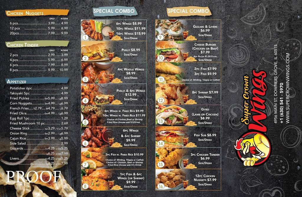 super crown wings | meal takeaway | 4956 Main St, Downers Grove, IL 60515, USA | 6305415970 OR +1 630-541-5970