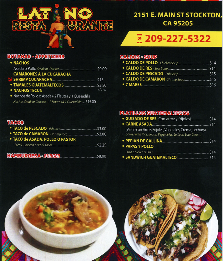 Latino Restaurant | restaurant | 2151 E Main St, Stockton, CA 95205, USA | 2092275322 OR +1 209-227-5322