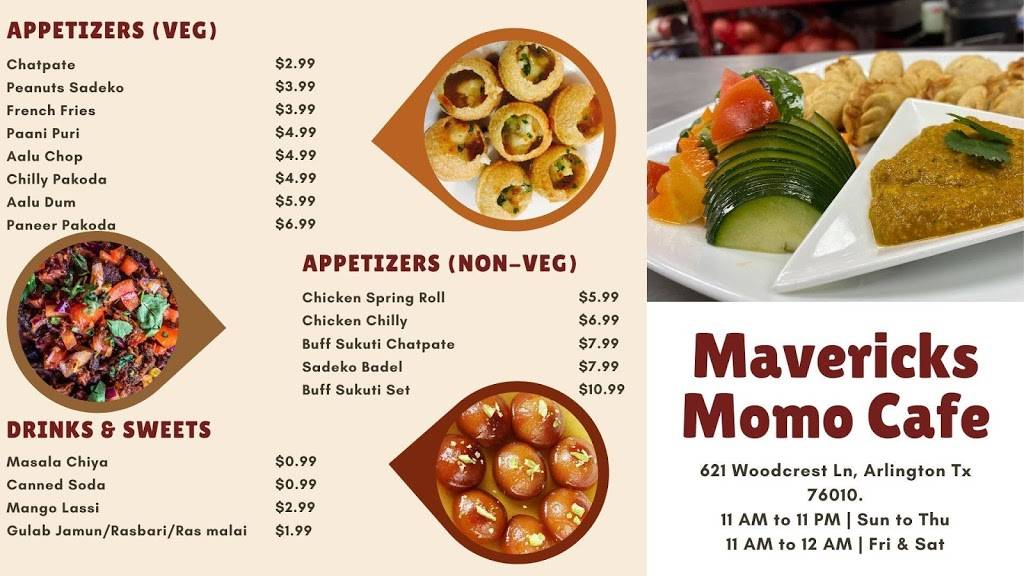 Mavericks Momo Café | restaurant | 621 Woodcrest Ln, Arlington, TX 76010, USA | 6822416228 OR +1 682-241-6228