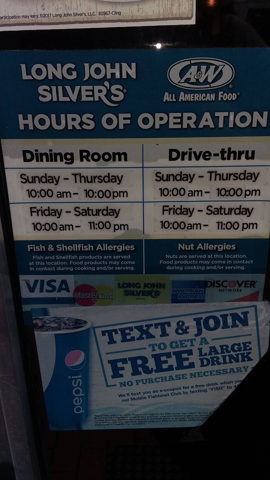 Long John Silvers | restaurant | 1711 Boulevard, Colonial Heights, VA 23834, USA | 8045204855 OR +1 804-520-4855