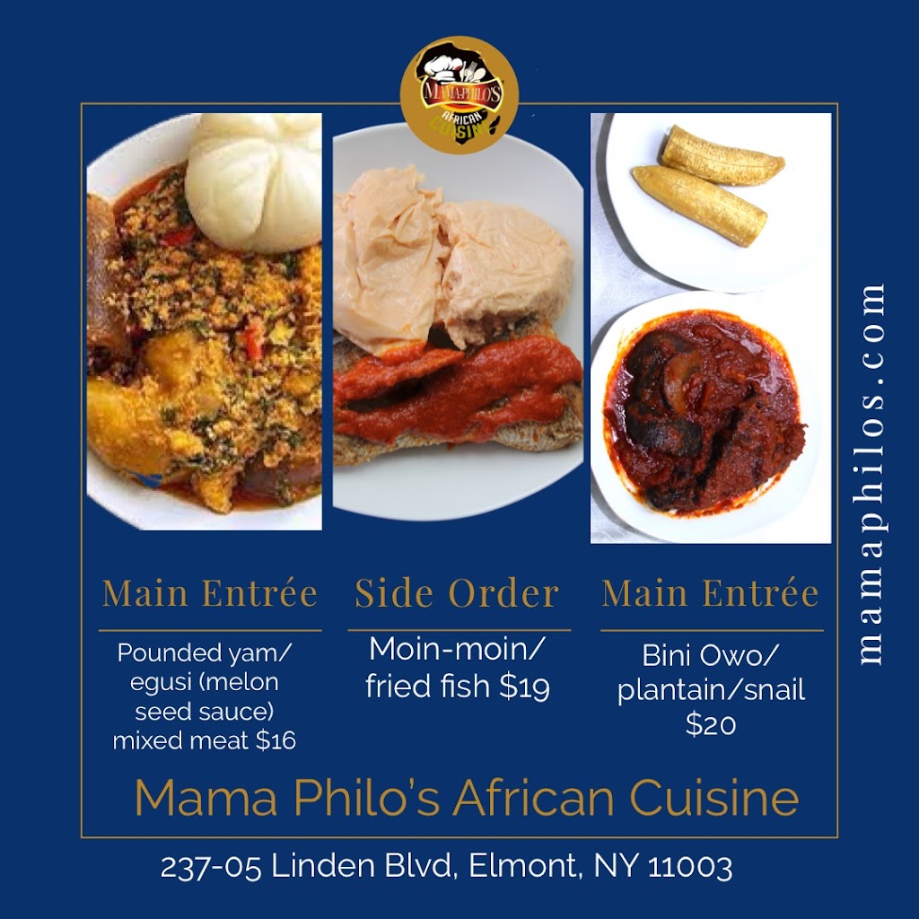 Mama Philo’s African Cuisine | restaurant | 237-05 Linden Blvd, Elmont, NY 11003, USA | 5164009743 OR +1 516-400-9743