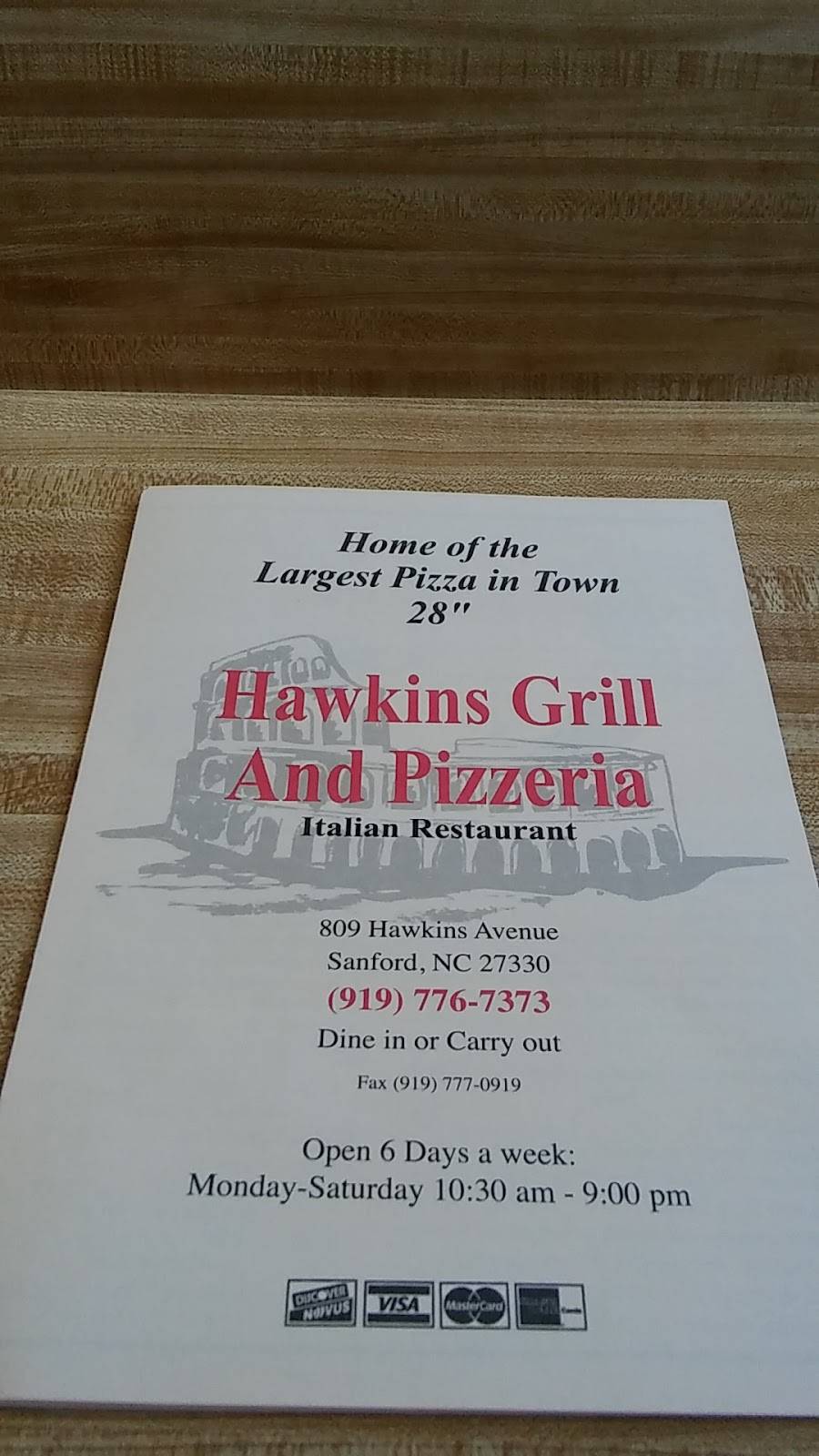 Hawkins Grill & Pizzeria | restaurant | 809 Hawkins Ave, Sanford, NC 27330, USA | 9197767373 OR +1 919-776-7373