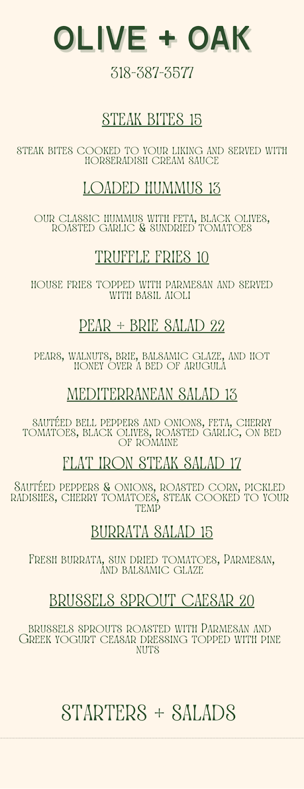 Olive + Oak | restaurant | 2219 Forsythe Ave, Monroe, LA 71201, USA | 3183873577 OR +1 318-387-3577