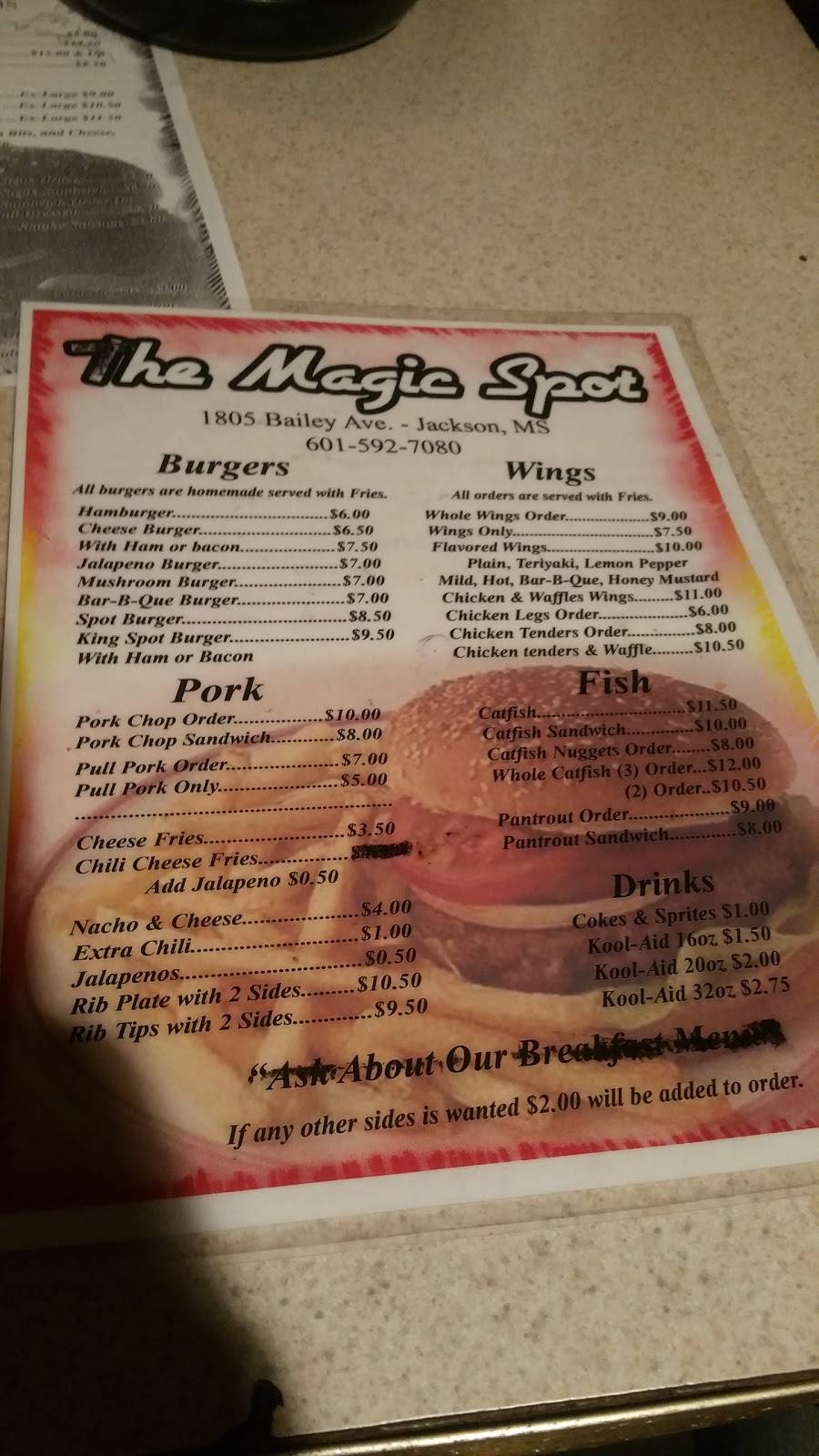 Magic Spot | restaurant | 1805 Bailey Ave, Jackson, MS 39203, USA | 6015927080 OR +1 601-592-7080