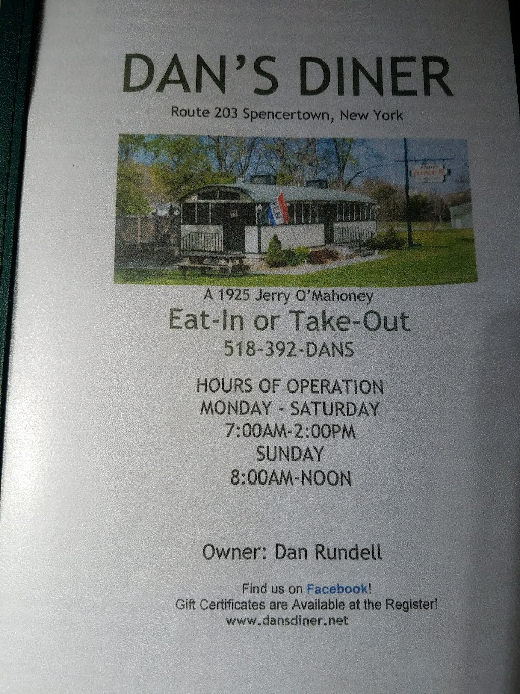 Dans Diner Breakfast and Lunch | restaurant | 1005 NY-203, Chatham, NY 12037, USA | 5183923267 OR +1 518-392-3267