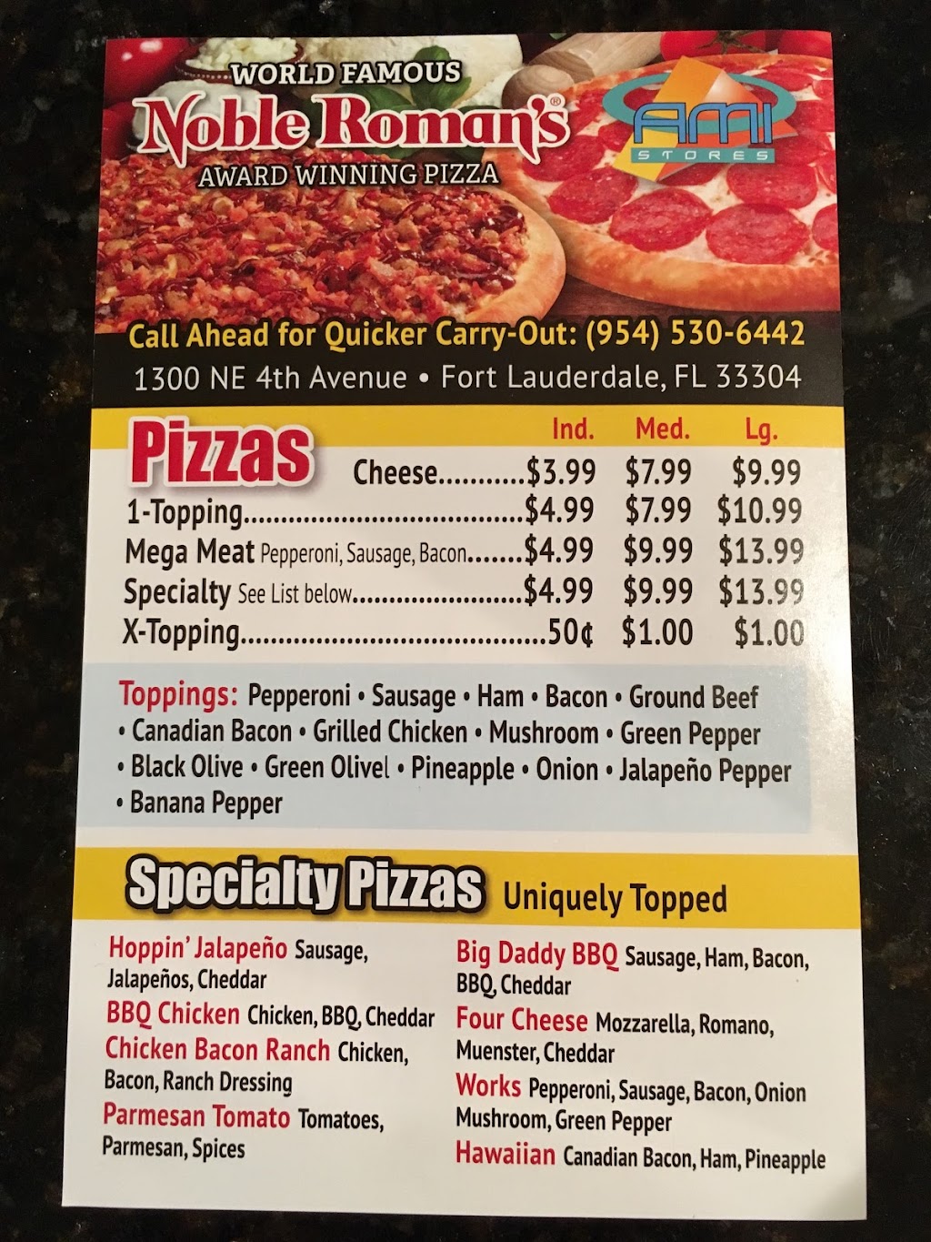 Noble Romans | meal takeaway | 1300 NE 4th Ave, Fort Lauderdale, FL 33304, USA | 9545306442 OR +1 954-530-6442