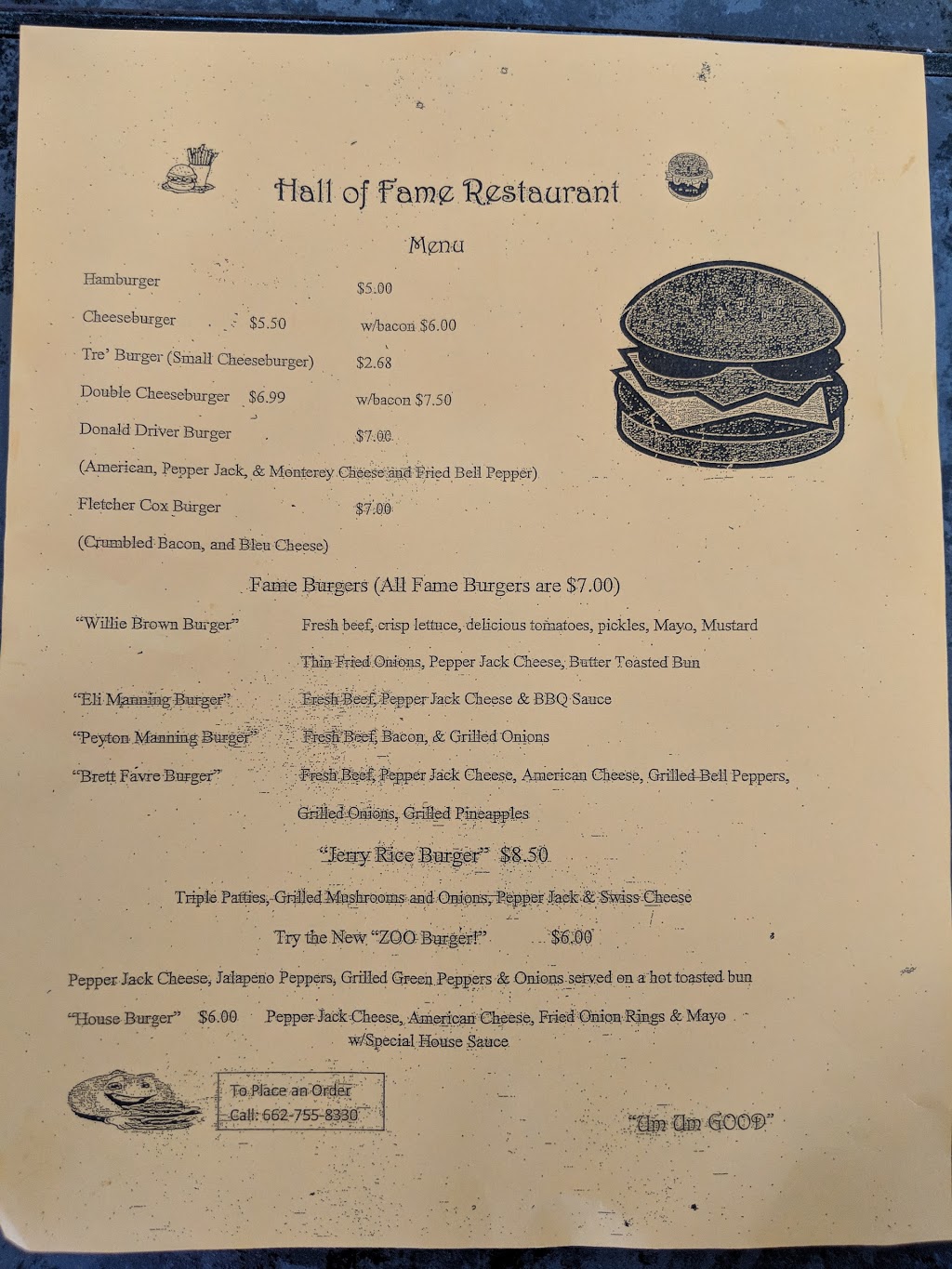Hall of Fame Restaurant | restaurant | 54 Dover Rd, Bentonia, MS 39040, USA | 6627558330 OR +1 662-755-8330
