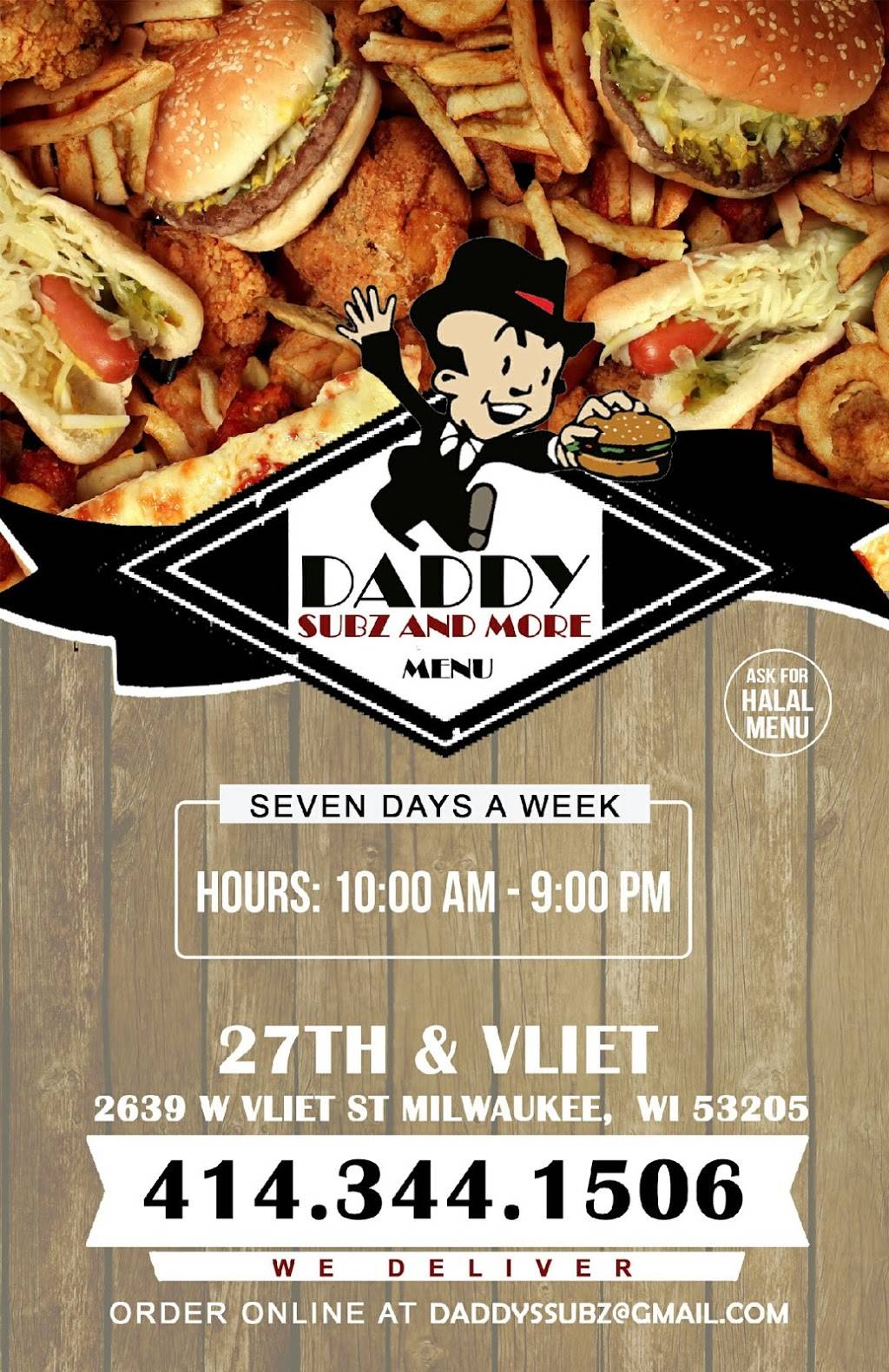 Daddysubz | restaurant | 2639 W Vliet St, Milwaukee, WI 53205, USA | 4143441506 OR +1 414-344-1506