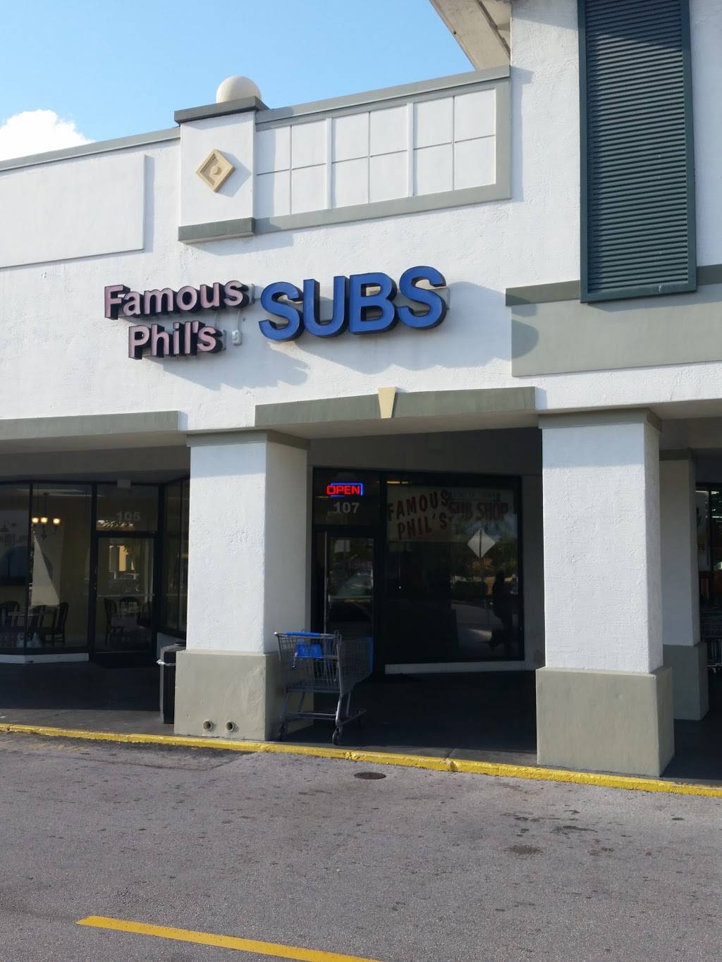 Famous Phils Sub Shop | meal takeaway | 107 FL-7, Plantation, FL 33317, USA | 9545873940 OR +1 954-587-3940