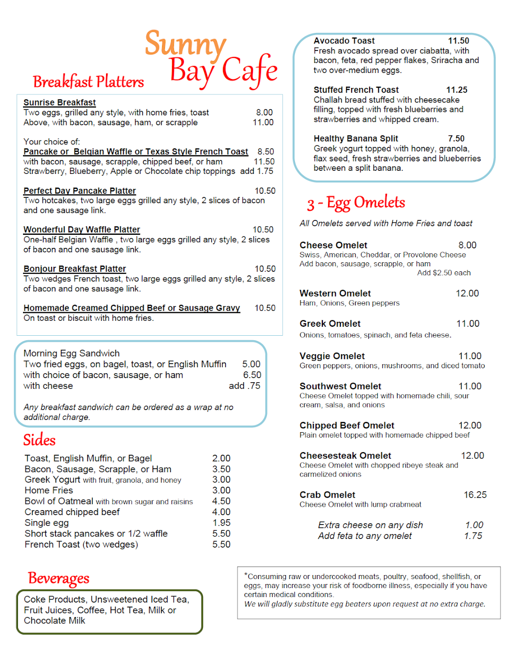 Sunny Bay Cafe | restaurant | 236 Rehoboth Ave, Rehoboth Beach, DE 19971, USA | 3025672344 OR +1 302-567-2344