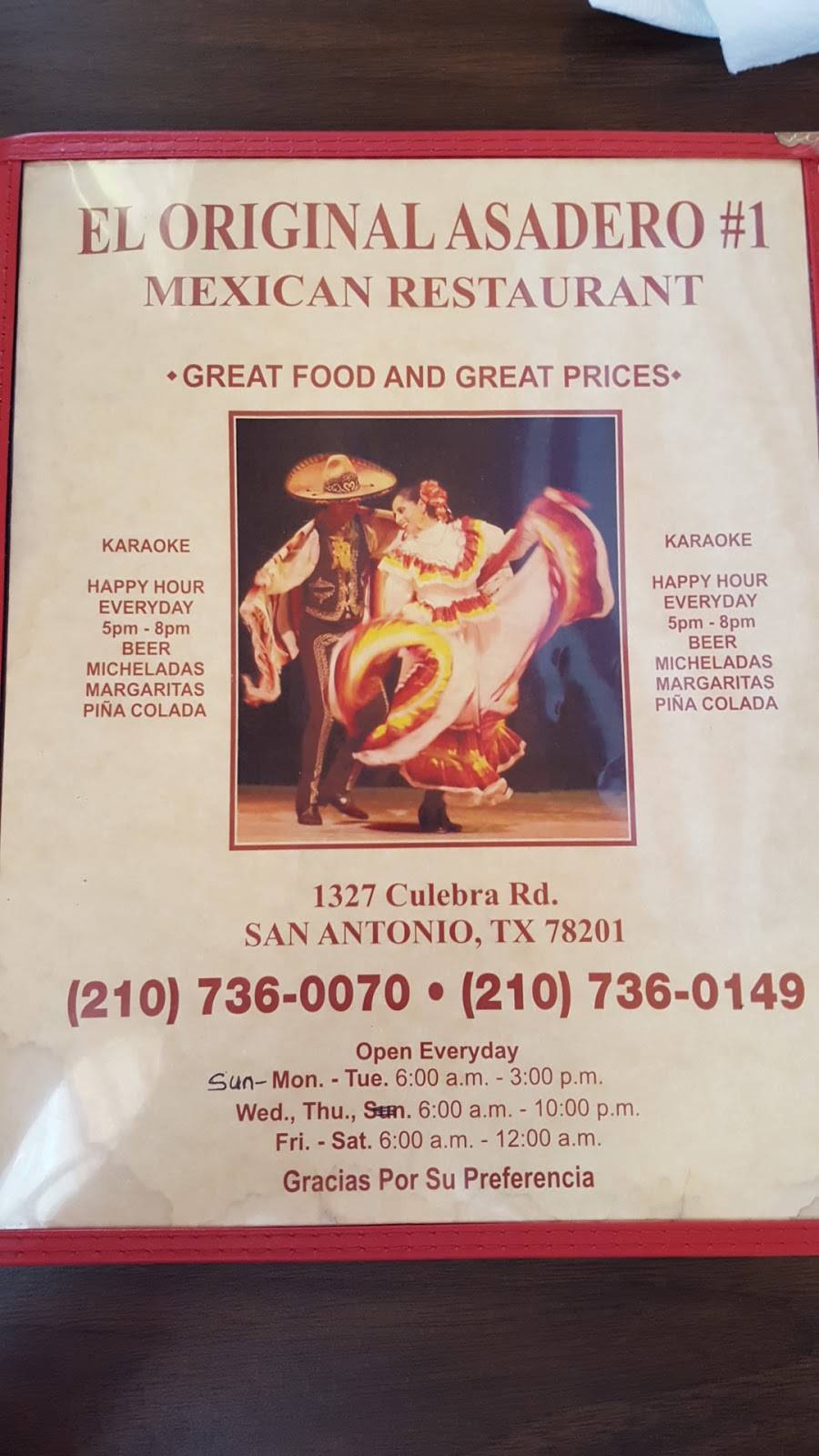 Asadero Mexican Restaurant | restaurant | 1327 Culebra Rd, San Antonio, TX 78201, USA | 2107360149 OR +1 210-736-0149